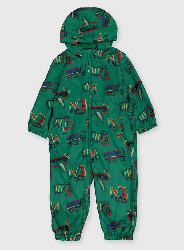 Transport Print Fleece Lined Puddlesuit - 2-3 years